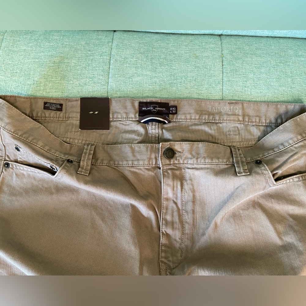 NEW - Black Brown 1826 Tailored Fit Khaki Pants - Men's 42W x 32L - Soft